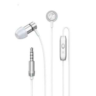 REMAX RM-630 3.5mm Gold Pin In-Ear Stereo Metal Music Earphone with Wire Control + MIC, Support Hands-free (Silver)