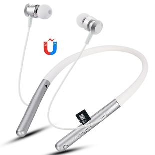 F108 Bluetooth 4.2 Hanging Neck Design Bluetooth Headset, Support Music Play & Switching & Volume Control & Answer(Silver)