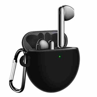 For Huawei Freebuds 4 Full Coverage Waterproof Silicone Wireless Earphone Protective Case with Hook Up (Black)