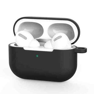 For AirPods Pro Silicone Wireless Earphone Protective Case Cover with Lanyard Hole(Black)