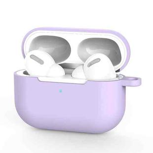 For AirPods Pro  Silicone Wireless Earphone Protective Case Cover with Lanyard Hole(Purple)
