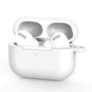 For AirPods Pro Silicone Wireless Earphone Protective Case Cover with Lanyard Hole(White)