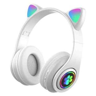 B39 Cat Ear Design LED Gradient Light Wireless Bluetooth Headset(White)