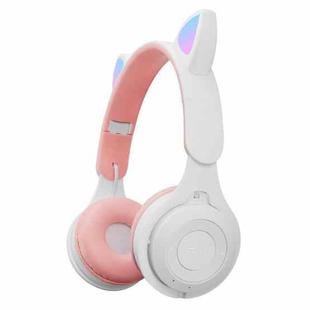 M6 Luminous Cat Ears Two-color Foldable Bluetooth Headset with 3.5mm Jack & TF Card Slot(White)
