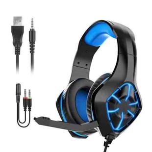 GS-1000 E-sports Gaming PC Computer Wired Headset with Microphone (Black Blue)