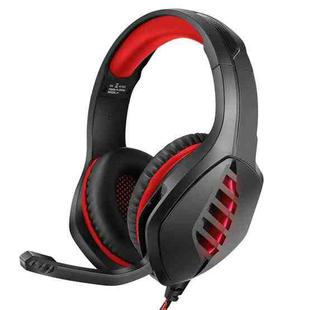 J1 PC Computer E-sports Gaming RGB Light Stereo Wired Headset with Microphone (Black Red)