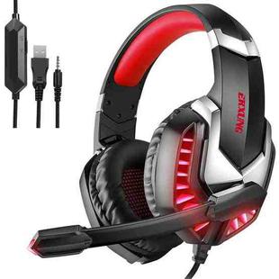 J30 PC Computer E-sports Gaming Lighting Wired Headset with Microphone (Black Red)