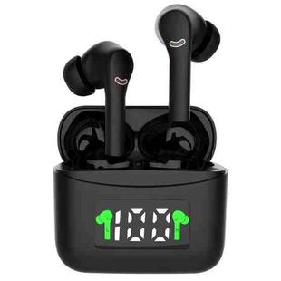 J5 Wireless Bluetooth 5.2 Stereo Binaural Earphone with Charging Box & LED Digital Display, Support Automatic Pairing (Black)