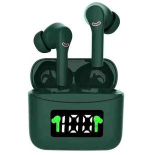 J5 Wireless Bluetooth 5.2 Stereo Binaural Earphone with Charging Box & LED Digital Display, Support Automatic Pairing (Green)