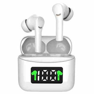 J5 Wireless Bluetooth 5.2 Stereo Binaural Earphone with Charging Box & LED Digital Display, Support Automatic Pairing (White)