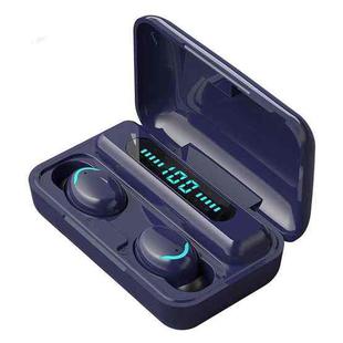 F9-5C Macaron Series Four-bar Breathing Light + Digital Display Noise Reduction Bluetooth Earphone (Dark Blue)