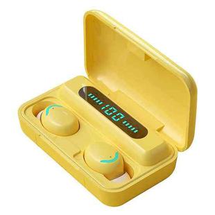 F9-5C Macaron Series Four-bar Breathing Light + Digital Display Noise Reduction Bluetooth Earphone (Yellow)