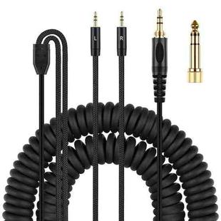 ZS0227 Headphone Dual 3.5mm Spring Audio Cable for Denon AH-D7100 7200 D600 D9200 5200 (Black)