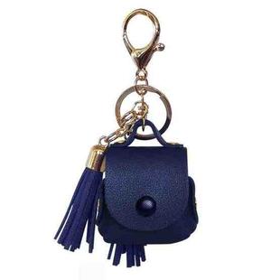 Leather Tassels Earphones Shockproof Protective Case for Apple AirPods 1/2(Blue)