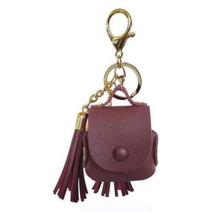 Leather Tassels Earphones Shockproof Protective Case for Apple AirPods 1/2 (Wine Red)