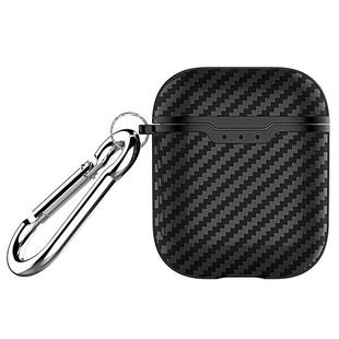 Carbon Fiber TPU Earphones Shockproof Protective Case for Apple AirPods 1/2(Black)