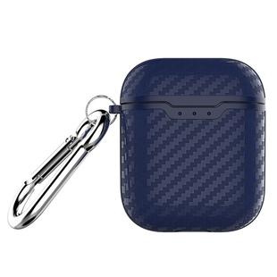 Carbon Fiber TPU Earphones Shockproof Protective Case for Apple AirPods 1/2(Blue)