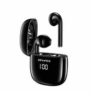 awei T28P Bluetooth V5.0 TWS Ture Wireless Sports LED Display Headset with Charging Case(Black)