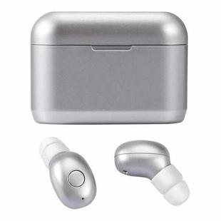 DT-4 IPX Waterproof Bluetooth 5.0 Wireless Bluetooth Earphone with 350mAh Magnetic Charging Box, Support for Calling(Silver)