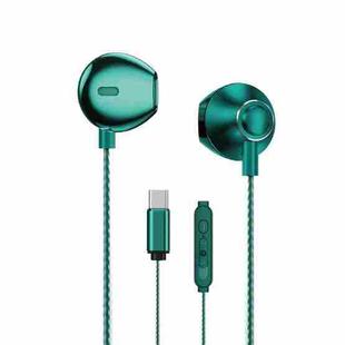 WK YB08 Black Gold Series USB-C/Type-C Music Call Wired Earphones, Length: 1.2m(Green)