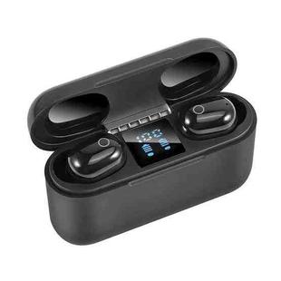 Dt-18 Wireless Two Ear Bluetooth Headset With 2000mAh Charging Cabin & Touch & Intelligent Magnetic Suction Charging (Black)