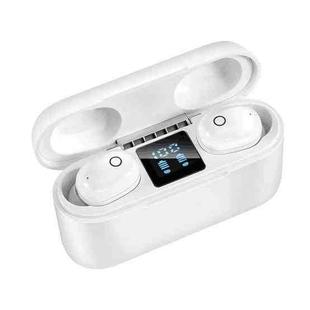 Dt-18 Wireless Two Ear Bluetooth Headset With 2000mAh Charging Cabin & Touch & Intelligent Magnetic Suction Charging (White)