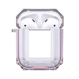 Wireless Earphones Charging Box Transparent TPU Protective Case for Apple AirPods 1 / 2(Pink)