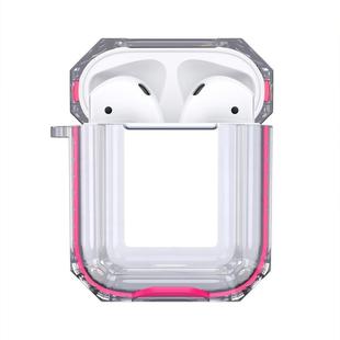 Wireless Earphones Charging Box Transparent TPU Protective Case for Apple AirPods 1 / 2(Rose Red)