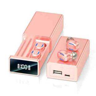A22 English Version Pull-out Digital Display Bluetooth Earphone with Magnetic Charging Box, Support Touch Light & Power Bank (Pink)