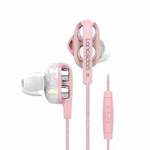 Langsdom D4 3.5mm Dual Dynamic In-ear Gaming Wired Earphone, Style: Mic Version (Pink)