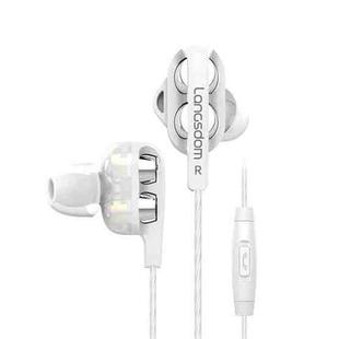 Langsdom D4 3.5mm Dual Dynamic In-ear Gaming Wired Earphone, Style: Mic Version (White)