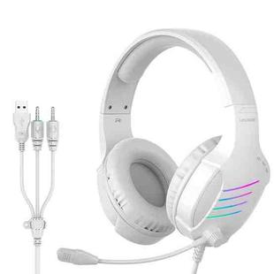 Langsdom HCG07 USB + 3.5mm Interface Wired Gaming Headset(White)
