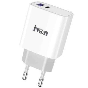 IVON AD52 18W USB-C / Type-C + USB Dual Port PD Fast Charge(EU Plug)