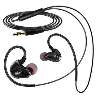 S610-B 3.5mm Four Horn Dual Moving Coil In-ear Wire-control HIFI Earphone (Black)