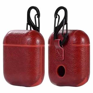 PU Leather Wireless Bluetooth Earphone Protective Case for Apple AirPods 1 / 2, with Metal Buckle(Wine Red)