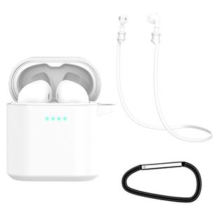 For Huawei Honor FlyPods / FlyPods Pro / FreeBuds2 / FreeBuds 3 in 1 Earphone Silicone Protective Case + Anti-lost Rope + Hook Set(White)