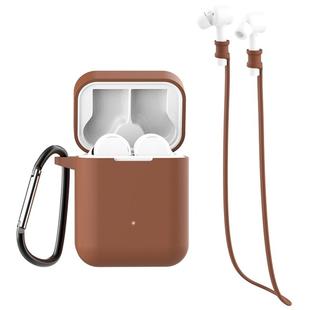 For Xiaomi Air 3 in 1 Earphone Silicone Protective Case + Anti-lost Rope + Hook Set(Coffee)