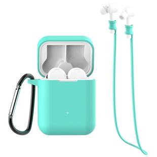 For Xiaomi Air 3 in 1 Earphone Silicone Protective Case + Anti-lost Rope + Hook Set(Mint Green)