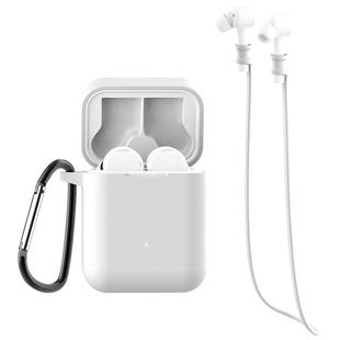 For Xiaomi Air 3 in 1 Earphone Silicone Protective Case + Anti-lost Rope + Hook Set(White)