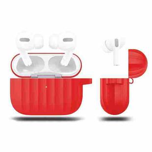 For AirPods Pro Silicone Wireless Earphone Protective Case Storage Box(Red)