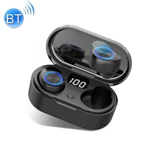 TW80 Bluetooth 5.0 LED Digital Display Wireless Bluetooth Earphone (Black)