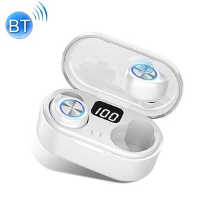 TW80 Bluetooth 5.0 LED Digital Display Wireless Bluetooth Earphone (White)