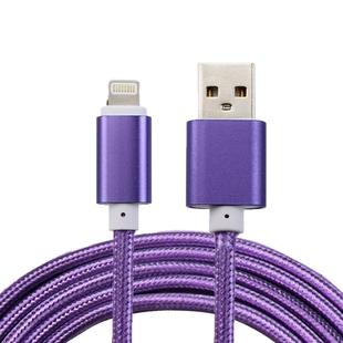2m Woven Style Metal Head 84 Cores 8 Pin to USB 2.0 Data / Charger Cable(Purple)