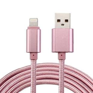 2m Woven Style Metal Head 84 Cores 8 Pin to USB 2.0 Data / Charger Cable(Rose Gold)