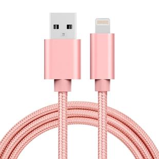 1m 3A Woven Style Metal Head 8 Pin to USB Data / Charger Cable(Rose Gold)