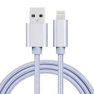 1m 3A Woven Style Metal Head 8 Pin to USB Data / Charger Cable(Silver)