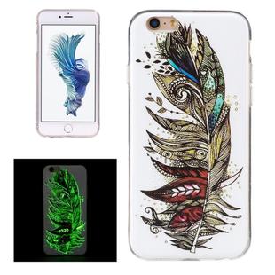 For iPhone 6 & 6s Noctilucent Feather Pattern IMD Workmanship Soft TPU Back Cover Case