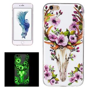 For iPhone 6 & 6s Noctilucent Sika Deer Pattern IMD Workmanship Soft TPU Back Cover Case