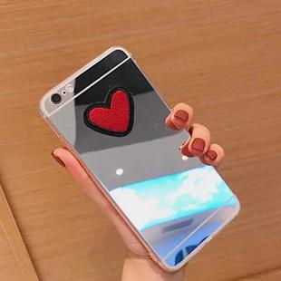 For iPhone 6 & 6s Embroidery Heart Shape Electroplating Mirror TPU Protective Back Cover Case (Silver)
