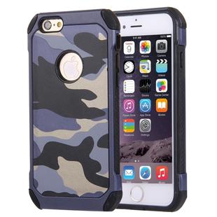 For iPhone 6 & 6s Camouflage Patterns Shock-resistant Tough Armor PC + Silicone Combination Case(Dark Blue)